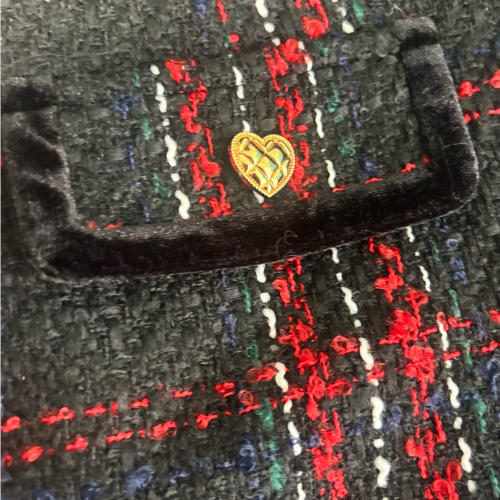Ivy City Co Black & Red Plaid Tweed Jacket and Skirt Set - Picture 4 of 5